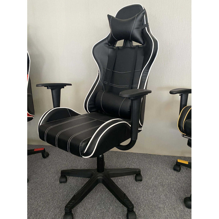 Inbox Zero Adjustable Reclining Ergonomic Leather Swiveling PC & Racing